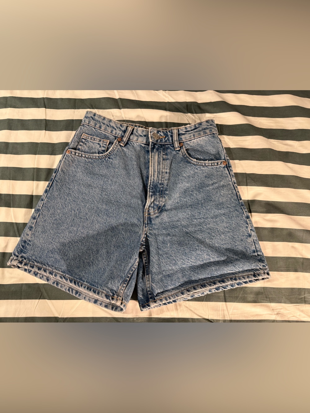 Zara Blue High-Waist Denim Shorts